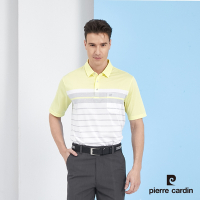 Pierre Cardin皮爾卡登 男款 吸濕排汗定位橫條短袖polo衫-黃色(5217293-54)