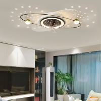 客廳燈現代簡約投影變頻風扇燈2022年新款北歐led創意臥室吸頂燈