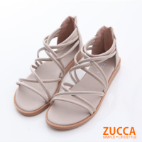 ZUCCA-繞繩環狀交叉平底涼鞋-白-z6614we