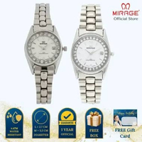 Mirage Jam Tangan Wanita Permata Analog RX 1580 L Silver Original Stainless Couple Plat Putih
