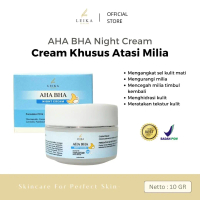 Leika Skincare AHA BHA Night Cream Resmi BPOM Cream Khusus Milia Syringoma Krim Malam Bruntusan Mili
