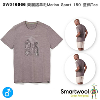 【速捷戶外】美國 Smartwool SW016566 男 Merino Sport 150 美麗諾羊毛塗鴉短Tee(山頂 霧石灰),柔順,透氣,排汗, 抗UV
