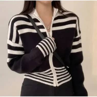 Kardigan Rajut Korea Striped Kualitas Premium dan Lembut / Sweter Zipper Basic Auntum Oversize Semua