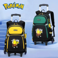 Pokemon Backpack Trolley School Bag Stairs Climbing Student Lightening Backpack Travel Bag Laptop Bag Bookware Storage Bag Gift