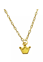 LITZ [SPECIAL] LITZ 999 (24K) Gold Crown Pendant With 9K Yellow Gold Chain EP0307-N