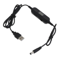 130cm USB to 1.5V 3V 4.5V 6V 8V 12V 5.5x2.1mm Adjustable Cable with LED Voltmeter for Radio Light Fan Toy Clock Dropship