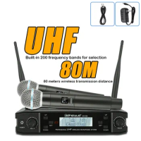 Wireless Microphone for Karaoke UHF 2 Channel Dual Microphone System for Party Church Home Professional Handheld Mic