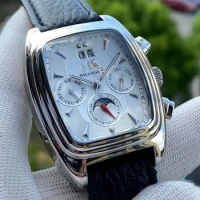 Vintage Shanghai Automatic Watch Men Luxury Business Mechanical Wristwatches Retro Tonneau Moon Phase Clocks Antique of China