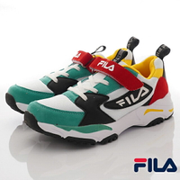FILA斐樂頂級童鞋-輕量運動鞋3-J817W-161黑綠(中大童段)