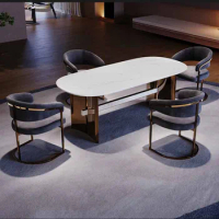 Marble dining table, Italian restaurant, large floor design, irregular household light luxury dining table and chair combination