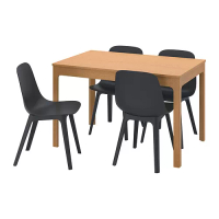 EKEDALEN/ODGER 餐桌附4張餐椅, 橡木/碳黑色, 120/180 公分