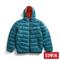 EDWIN 超輕量可收納雙面穿連帽羽絨外套-男款 墨綠色 #換季購優惠
