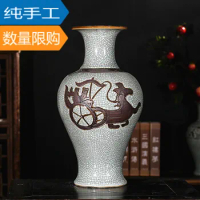 Jingdezhen All Hand Crafted Antique Ancient Porcelain Kiln Vase Chinese Classical Living Room Soft Decoration Ornaments vase
