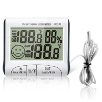 20pcs Dc103 Indoor Outdoor Thermometer Hygrometer Clock Function Portable Thermometer Hygrometer Probe