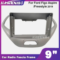 Hawknavi 9 Inch 2 Din Car Radio Fascia Frame For Ford Figo Aspire Freestyle 2019 Auto Audio Framework Interior Accessory Kit