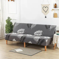 Folding Sofa Bed Cover Solid Color Futon Armless Slipcover Polyester Teal Couch Cover Sofa Covers for Living Room L Shape