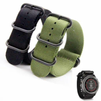 26mm High Quantity Quick Drying Breathable For Garmin Fenix 3 Black Watch Band Nylon Zulu Strap 5-Ring