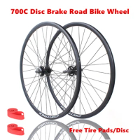 700C Disc Brake Road Bike Wheel Front And Rear Wheelset 700x23/25/28/32c Rotary Flywheel Hub Bicycle Parts 6/7/8/9 Speeds