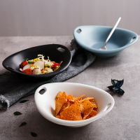 簡約創意不規則陶瓷碗盤 家用陶瓷盤子深盤西餐廳早餐盤點心湯盤