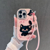TPU Soft 3D Case Kucing iPhone Lucu Pink Korea Casing iPhone 11 12 13 14 15 16 Pro Max X XR XS Max A