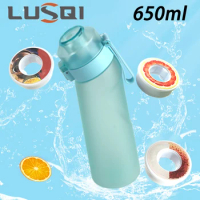 LUSQI 650ml Air Flavored Water Bottle With 1pc Random Flavor Pods Sports Straw Cup Tritan For Outdoor Sports Fitness BPA Free