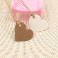 Kraft Paper 100 Pcs +100 pcs string Heart Shaped Blank Gift Paper Tag Wedding Christmas Party Paper Cards Gift tag 2.5x2.8cm