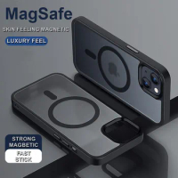 New Luxury Magnetic Magsafe Wireless Charge Case For iPhone 14 13 12 Pro Max Mini 13 12 Pro Shockproof Armor Matte Silicon Cover