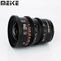 Meike 12mm T2.5 Super 35 Prime Cine Lens for Canon EF Mount and Cine Camcorder EOS C100 Mark II C200 C300 Mark II C70 BMPCC 6K