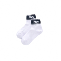 FILA 基本款半毛巾短襪-黑/白 SCY-1005-WT