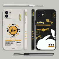 Hot Anime POKÉMON Cute Pikachu Phone Case For Samsung Galaxy S23 S22 S21 S20 Ultra Plus FE S10 Note 20 Plus With Lanyard Cover