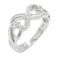 【二手名牌BRAND OFF】Tiffany & Co 蒂芬妮 18K 白金 Double Loving Heart 鑽石 戒指