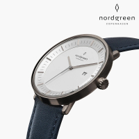 【Nordgreen 官方直營】Philosopher 哲學家 深空灰系列 北歐藍指針真皮錶帶手錶 40mm