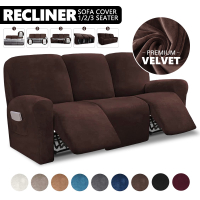 Velvet recliner sofa cover 1 2 3 seater reclining chair furniture cover lazy boy relax armchair cover flexible fabric separated pieces