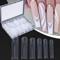 120pcs Coffin Drop Shape Building Mold Nail Extension Tips French Forms Sculpted Full Cover Fake Finger Gel Manicure Tools JIV77