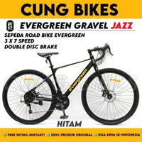 Sepeda Roadbike Gravel EVERGREEN JAZZ 700C Road Bike 3 x 7 Speed rem disc brake HITAM