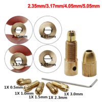 7Pcs Electric Drill Bit Kit Chuck Adapter Collet 0.5-3mm Mini Drilling Tool Drill Folder Copper Cap For Rotary Power Tools