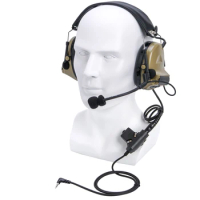 U94 PTT+brown Tactical Headset and Noise Reduction Hearing Protection Shooting Headphone for Xiaomi Walkie Talkie 1S/lite