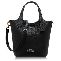 COACH 精製卵石雙面皮革 / 小款 / 兩用 斜背包(黑色)
