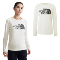 【The North Face】女 FLASHDRY 吸濕透氣排汗長袖圓領T恤.休閒套頭衫.運動上衣(8AKU-QLI 沙丘白)