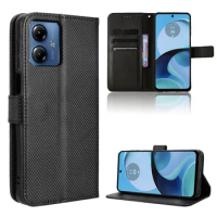 For Moto G04 G14 G24 G34 Case Luxury Flip Diamond Pattern Skin PU Leather Wallet Stand Case For Moto G14 G 14 MotoG14 Phone Bag
