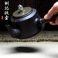 Cast iron pot of side Ebony side put the cooking pot wooden Japanese tea glass teapot ceramic teapot