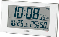 【日本代購】Seiko Clock 精工時鐘座鐘02:黑色主體尺寸:8.5×14.8×5.3厘米電波數碼日曆舒適度溫度濕度顯示BC402W