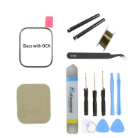 Front Outer Glass Cover with OCA Glue Repair Kits For Apple Watch Series 2 3 4 5 6 7 8 SE S4 S5 S6 S7 Touch Panel Lens &amp; Tools