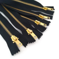 Brass Metal Zipper for Close-end, Gold Color Teeth, 20cm and 60cm Length, 10 PCs/Lot