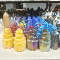 Wholesale natural selenite crystal tower colorful aura quartz crystal selenite lamp for decoration