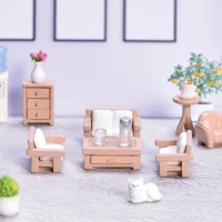 Kit Set Retro Furniture Miniatures Figurin Craft Statue Artificial Cupboard Desk Chair Terrarium Decor DIY