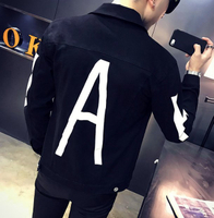 FINDSENSE Z1 韓國 時尚 潮 男 多色選 後背A字母印 鈕扣小外套 夾克