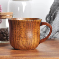 130ml Wooden Solid Wood Cup with Handle Sour Jujube Solid Wood Water Tea Cup Trumpet Cup For Kitchen Living Room
