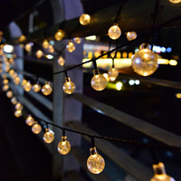太陽能燈戶外庭院燈新年裝飾LED串燈防水花園裝飾星星燈串閃燈帶