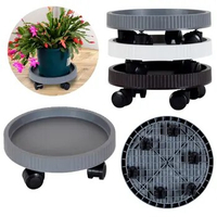 Heavy Duty Gardening Plant Pots Tray with 6 Wheels 19.3cm/7.6Inch Round Movable Flower Pot Bottom Stand for Home Garden Supplies